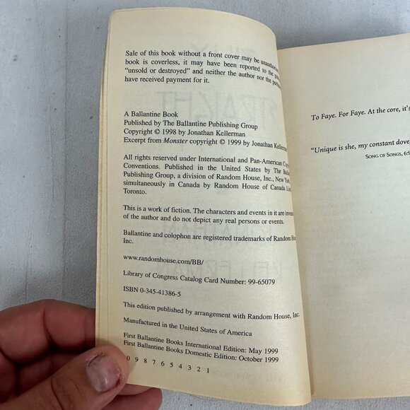 Jonathan Kellerman Billy Straight Paperback 1999 Ballantine Psychological Thrill - Picture 3 of 3